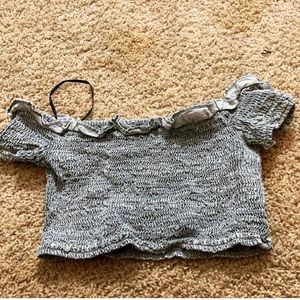 Blue ruffle crop top